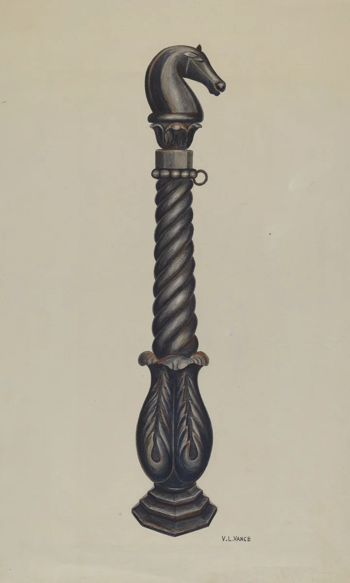 Cast Iron Hitching Post by V.L. Vance, index of american design, 1941