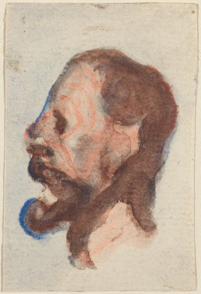 Head of a Man by Honoré Daumier, drawing, 1808-1879