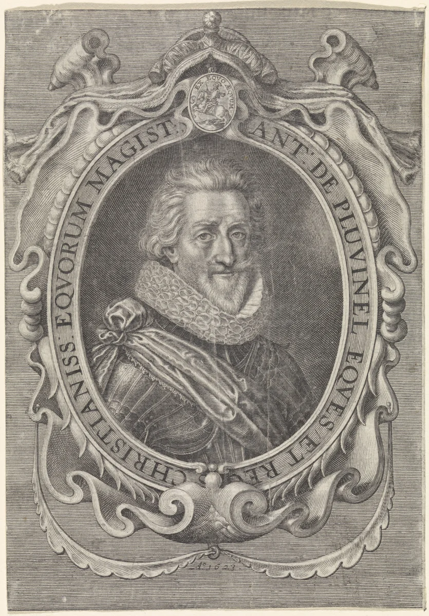 Portret van Antoine de Pluvinel by Simon van de Passe, print, 1623