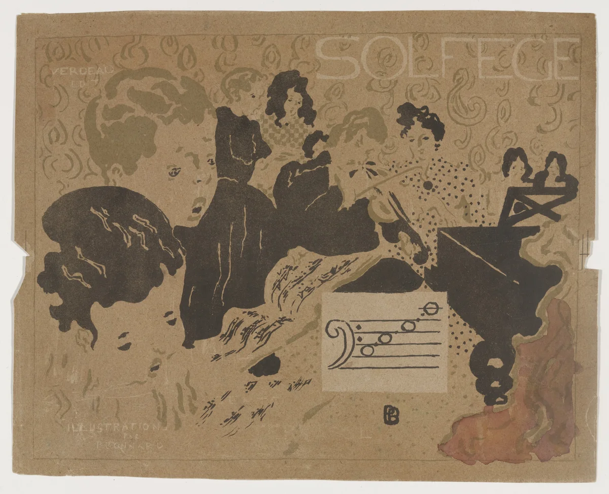 Solfège, preliminary cover design for Petit Solfège Illustré by Pierre Bonnard, illustrated book, 1891