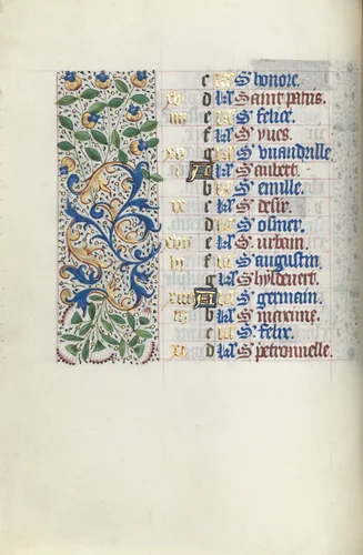 Book of Hours (Use of Rouen): fol. 5v by Master of the Geneva Latini, book, 1465-1475