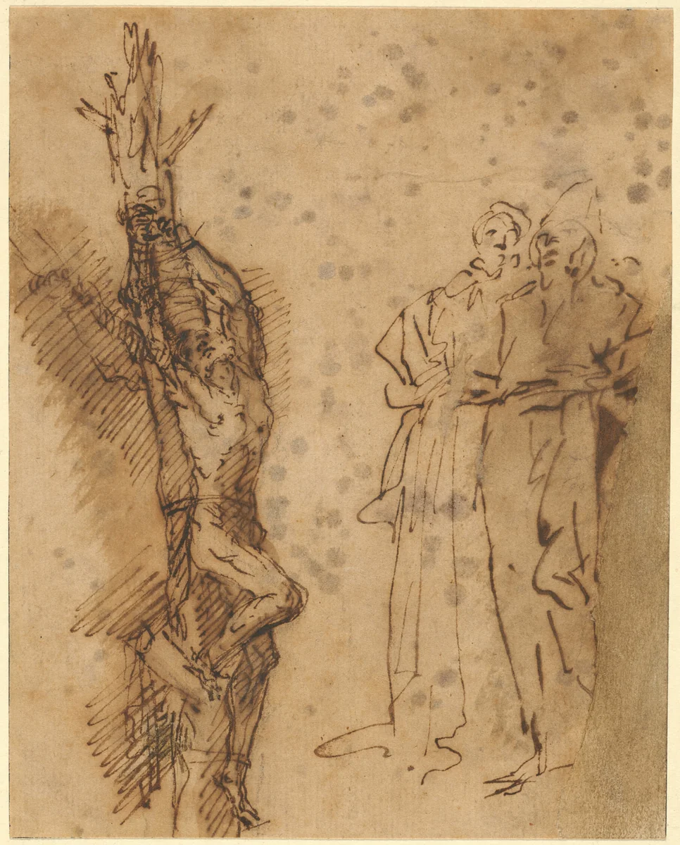 Study for Polycrates’ Crucifixion by Salvator Rosa, print, 1657-1667