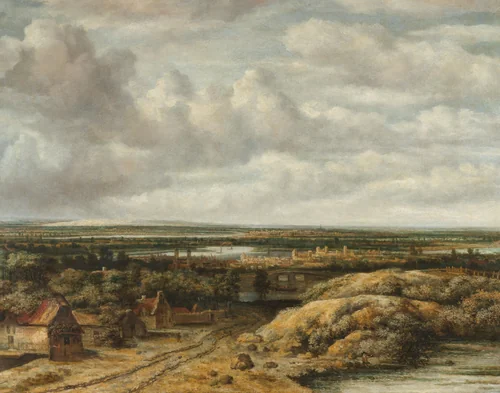 Distant View with Cottages along a Road by Philips Koninck, painting, 1655