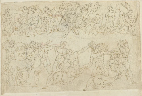 Voorstellingen van sarcofagen by anonymous, drawing, 1550-1570
