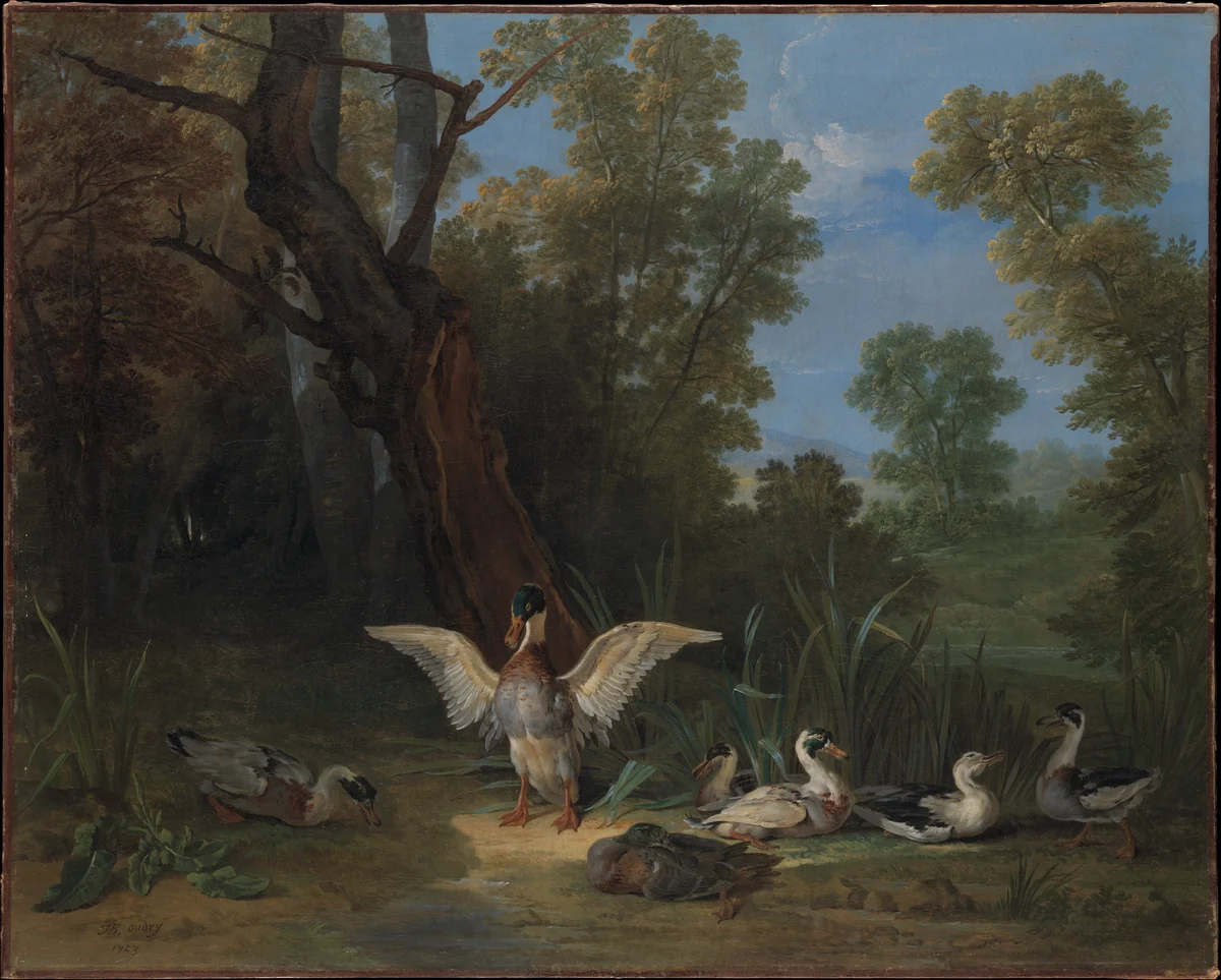 Ducks Resting in Sunshine by Jean-Baptiste Oudry, painting, 1753