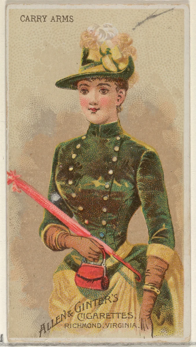 Carry Arms, from the Parasol Drills series (N18) for Allen & Ginter Cigarettes Brands by Allen & Ginter, print, 1888