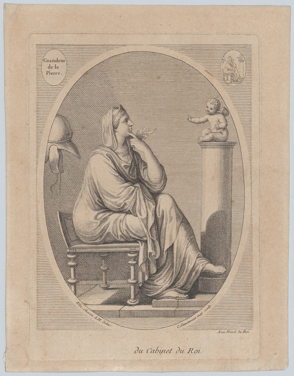 Grandeur de la pierre, after Eliz. Cheron by Charles Simonneau, print, 1665-1728