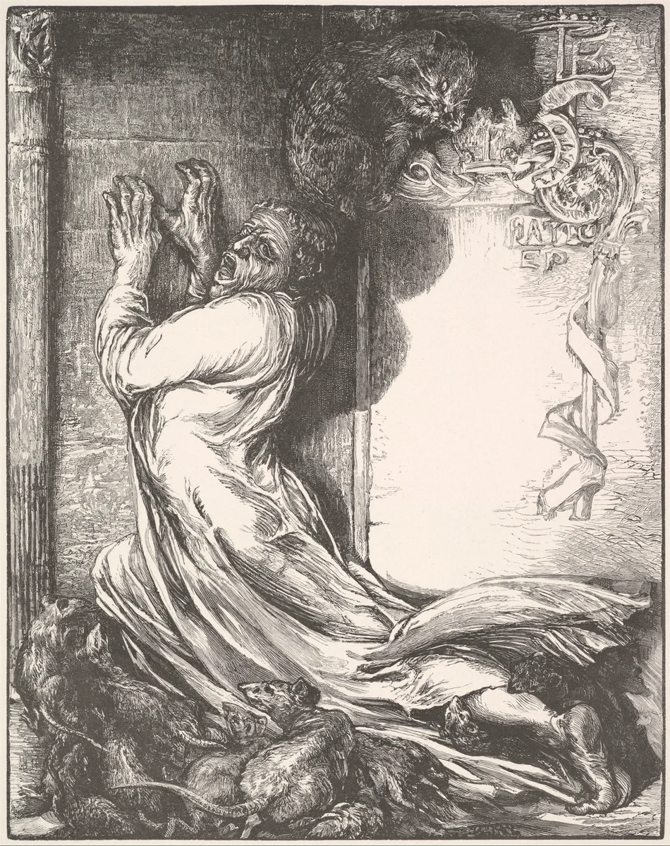 Bishop Hatto and the Rats by Henry Marsh, print, 1861-1872