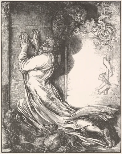 Bishop Hatto and the Rats by Henry Marsh, print, 1861-1872