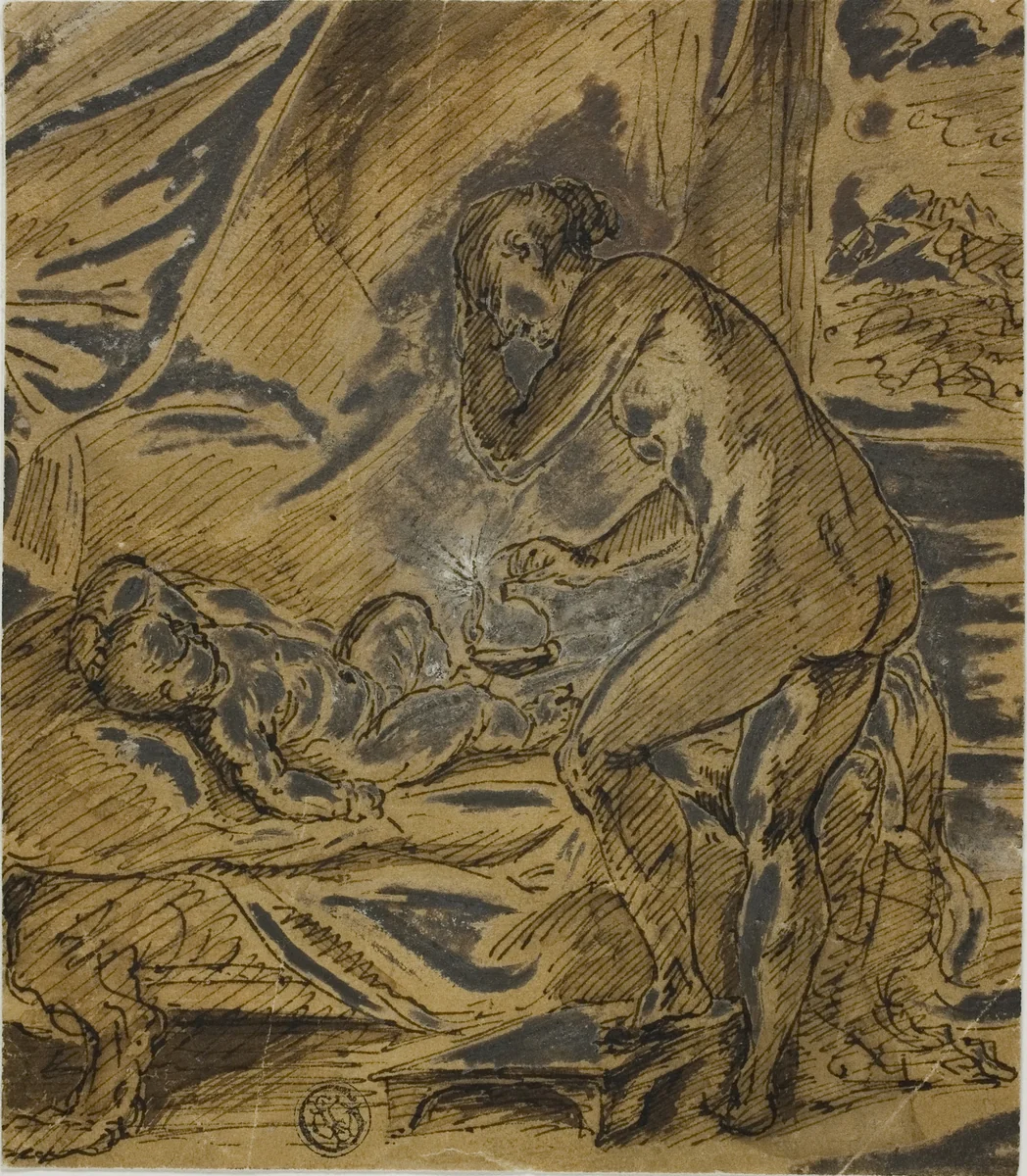 Cupid and Psyche by Anthoni Schoonjans, drawing, 1675-1726