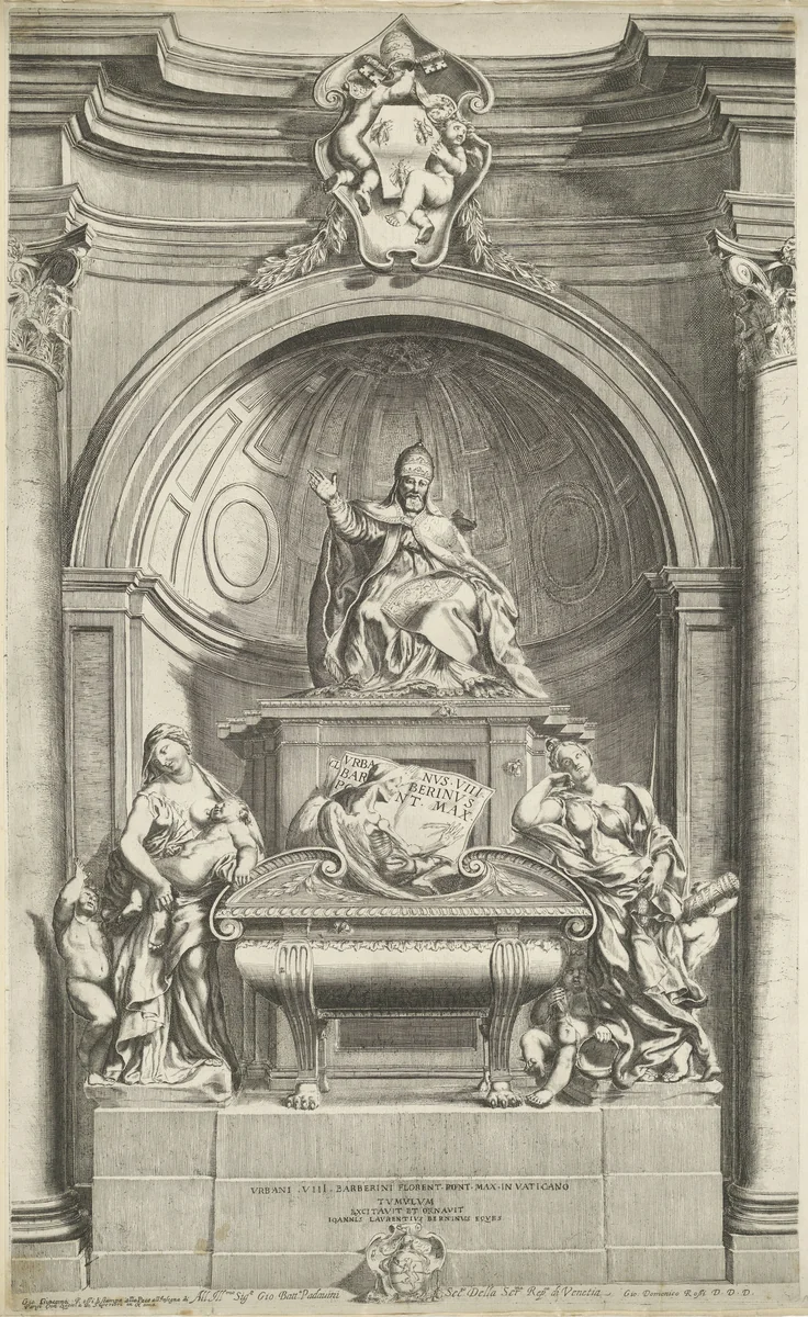 Grafmonument van paus Urbanus VIII by anonymous, print, 1692-1762
