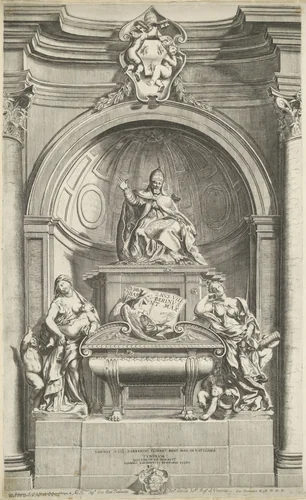 Grafmonument van paus Urbanus VIII by anonymous, print, 1692-1762