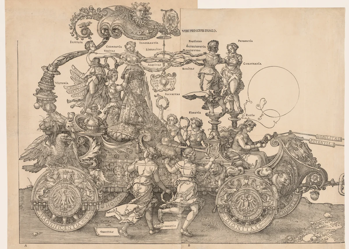 The Great Triumphal Car of Emperor Maximilian by Albrecht Dürer, print, 1523