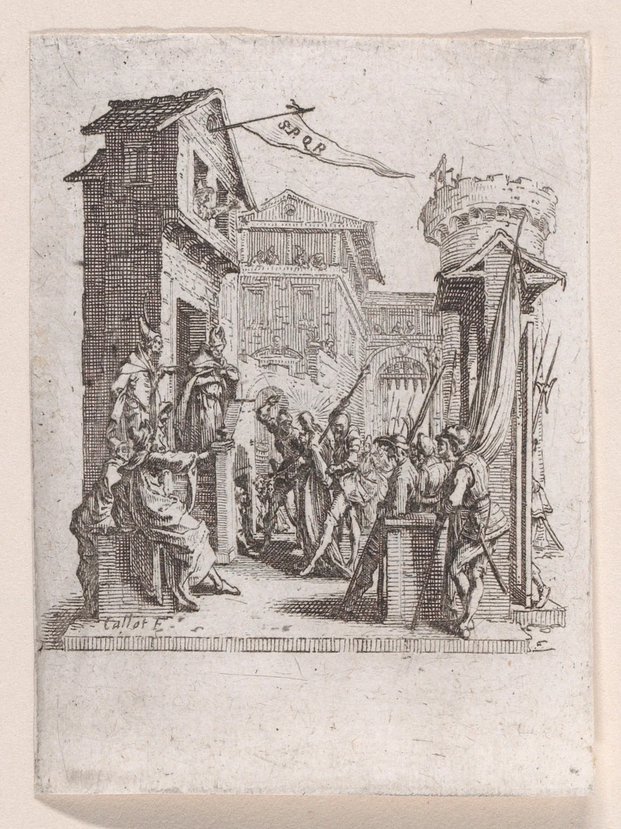 Jésus Comparait Devant Caiphe (Jesus Appears Before Caiaphas), from "La Petite Passion" (The Little Passion) by Jacques Callot, print, 1624-1625