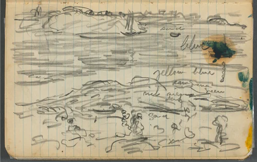 Sketchbook, page 133: Marine View with color notations by Maurice Prendergast, book, 1905-1910