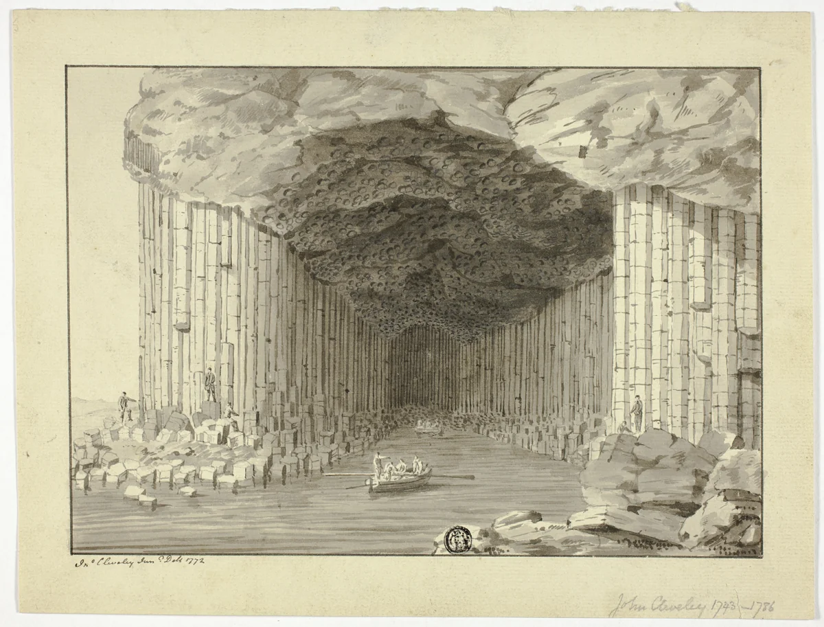 Fingal's Cave by John Clevely, drawing, 1772
