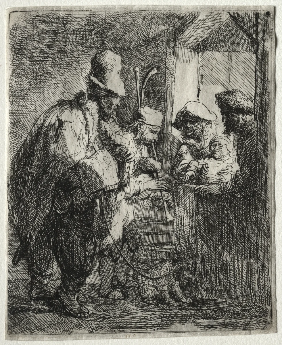 The Strolling Musicians by Rembrandt van Rijn, print, 1630-1640