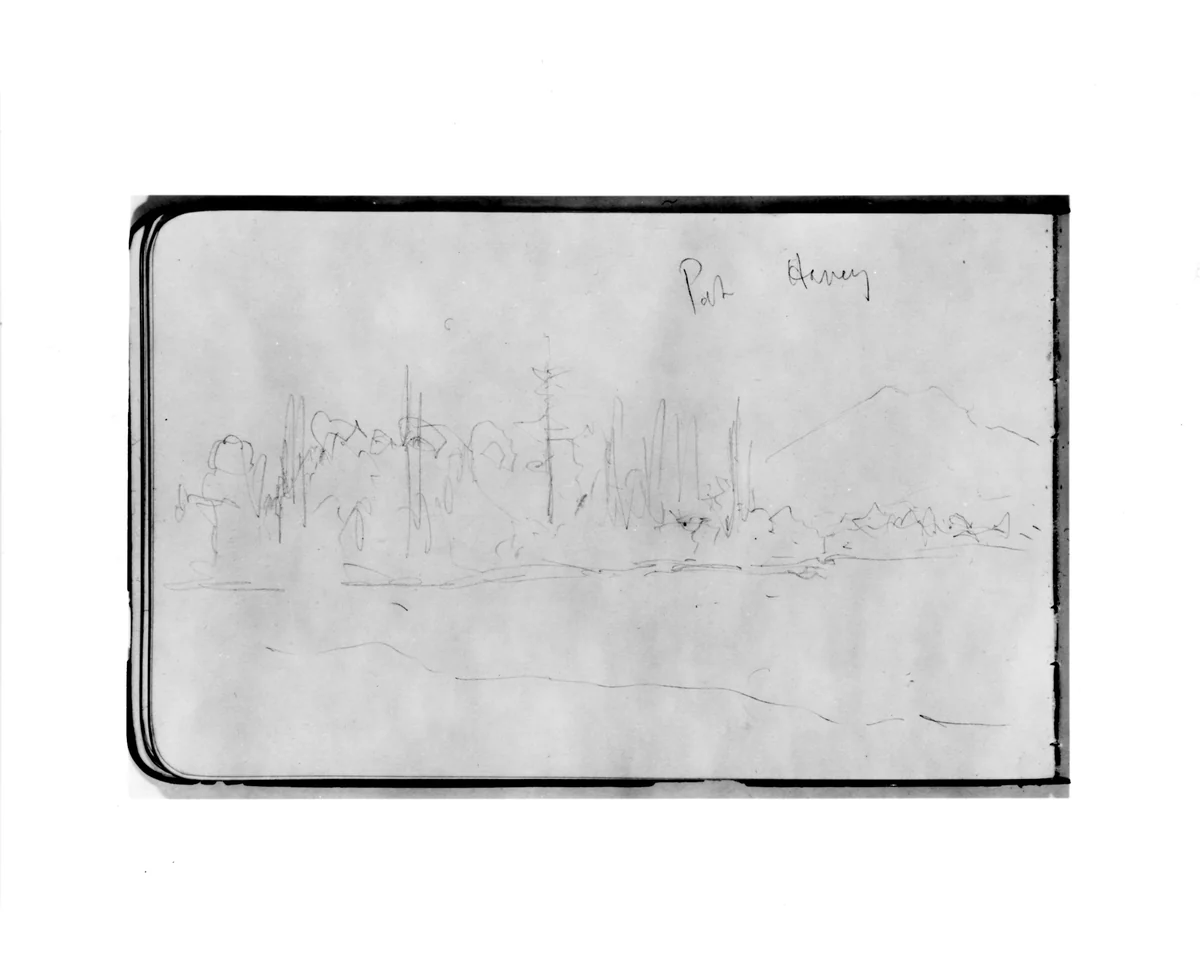 Port Havey (?) (from Sketchbook) by Albert Bierstadt, artwork, 1890