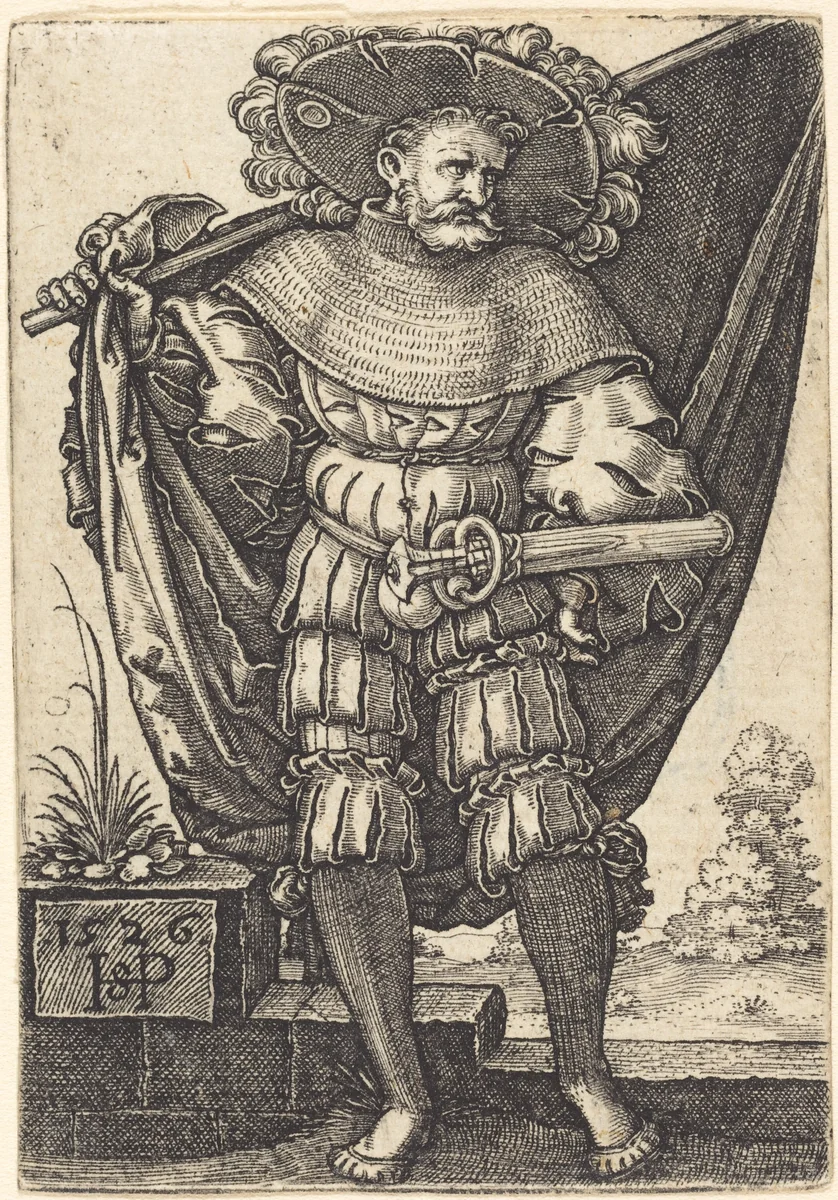 Standard Bearer by Sebald Beham, print, 1526