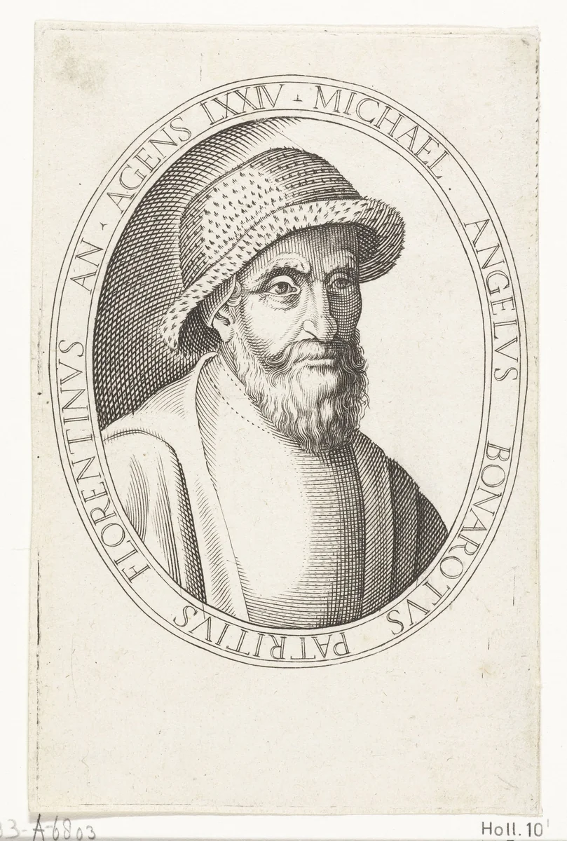 Portret van Michael Angelo Buonarroti by Unknown, print, 1530-1580