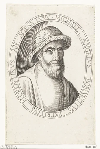 Portret van Michael Angelo Buonarroti by Unknown, print, 1530-1580