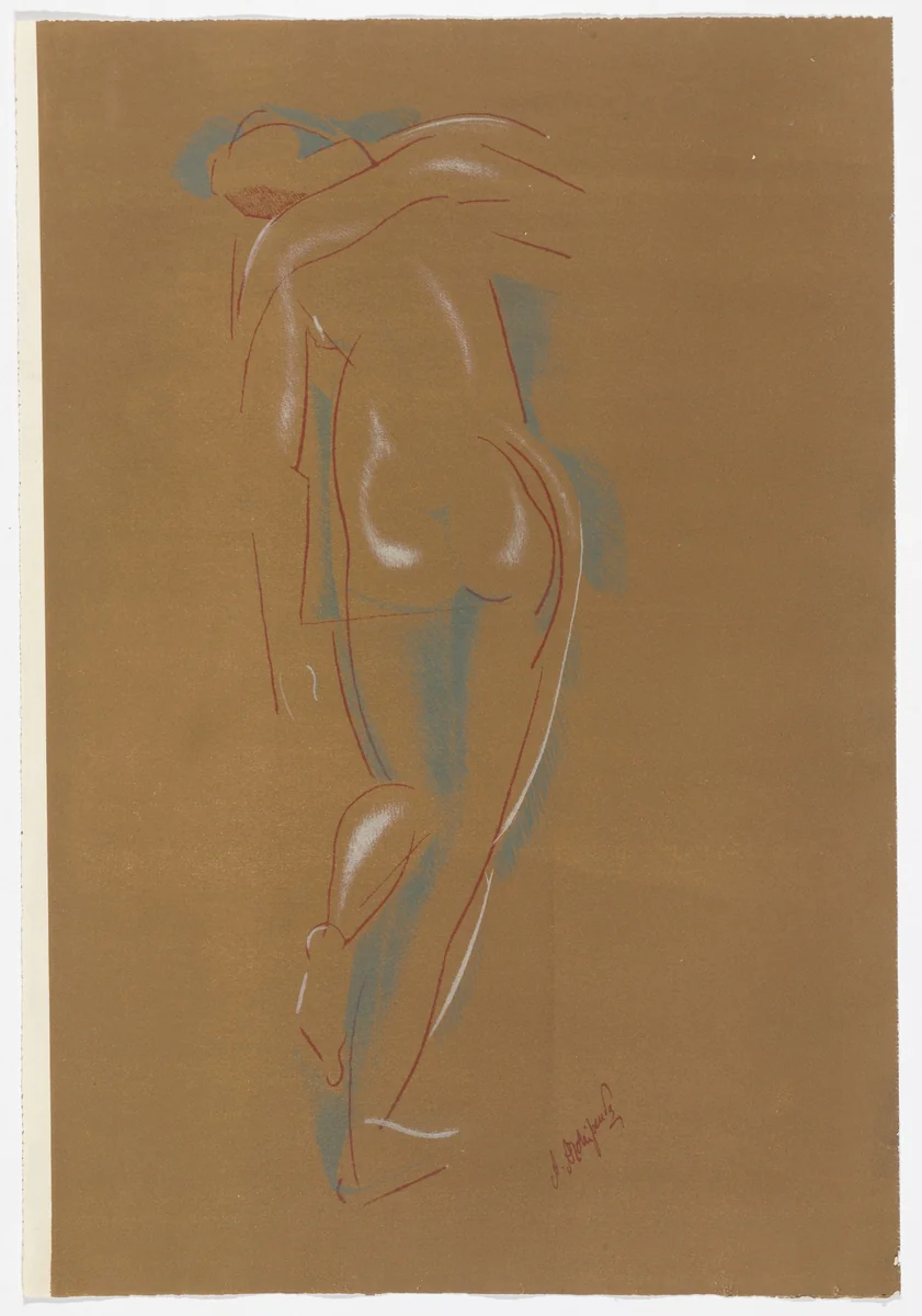 Untitled (Figure Study) from the portfolio Alexandre Archipenko: Dreizehn Steinzeichnungen by Alexander Archipenko, print, 1921