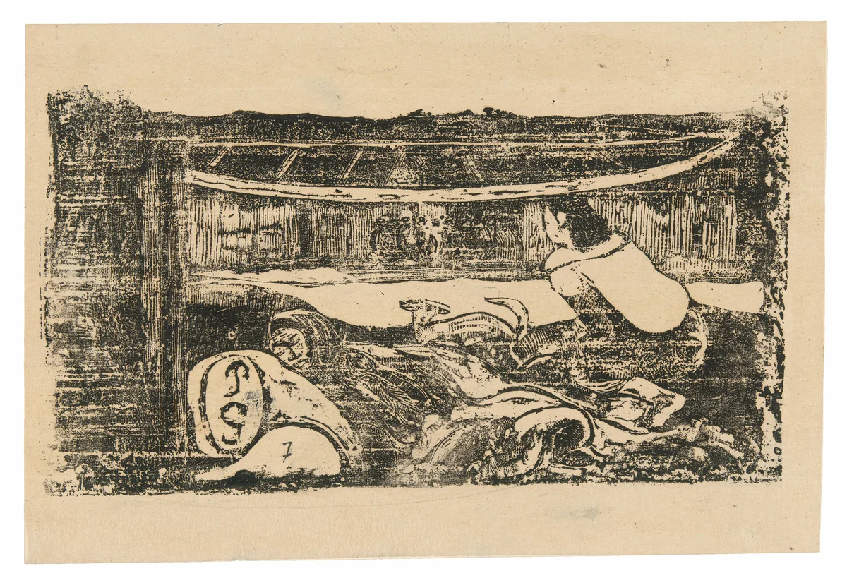 Interior of a Tahitian Hut, from the Suite of Late Wood-Block Prints by Paul Gauguin, print, 1898-1899