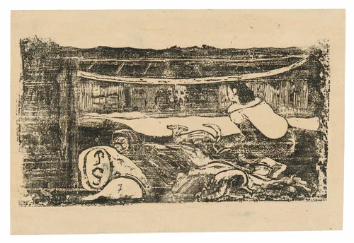 Interior of a Tahitian Hut, from the Suite of Late Wood-Block Prints by Paul Gauguin, print, 1898-1899
