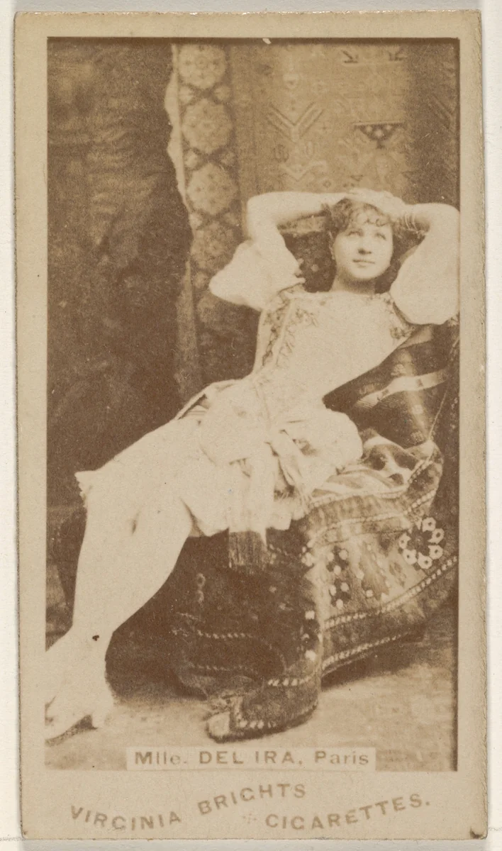 Mlle. Del Ira, Paris, from the Actors and Actresses series (N45, Type 1) for Virginia Brights Cigarettes by Allen & Ginter, photograph, 1885-1891