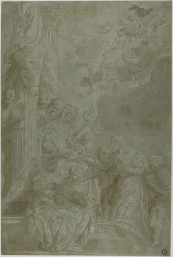 Mystic Marriage of Saint Catherine by Paolo Veronese, drawing, 1680-1699