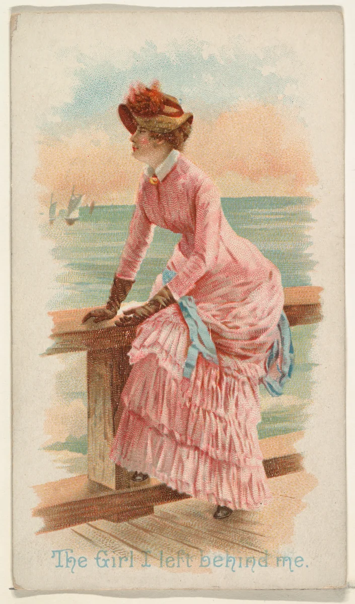 The Girl I Left Behind Me, from the Illustrated Songs series (N116) issued by W. Duke, Sons & Co. to promote Honest Long Cut Tobacco by W. Duke, Sons & Co., print, 1893