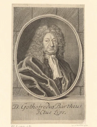 Portret van Gottfried Barth by Martin Bernigeroth, print, 1723