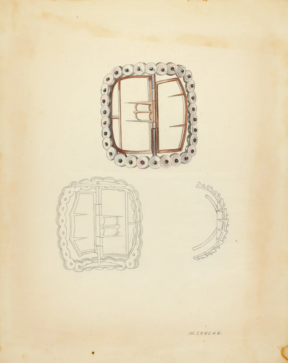Shoe Buckle by Margaret Concha, index of american design, 1940
