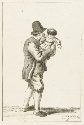 Grootvader met kind by Pieter de Mare, print, 1779-1796