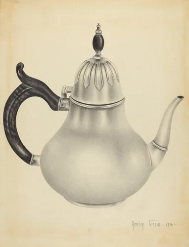 Silver Teapot by Amelia Tuccio, index of american design, 1936