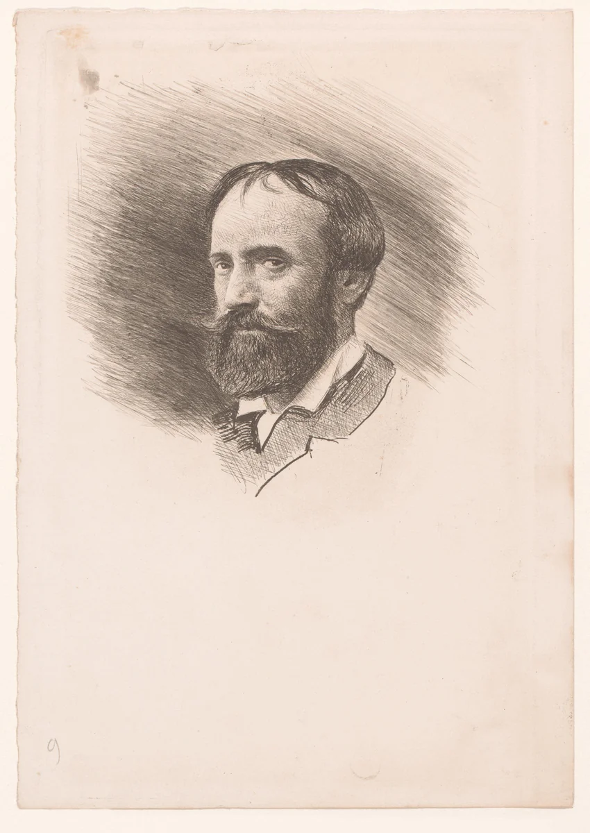 Zelfportret by Charles Verlat, print, 1834-1890
