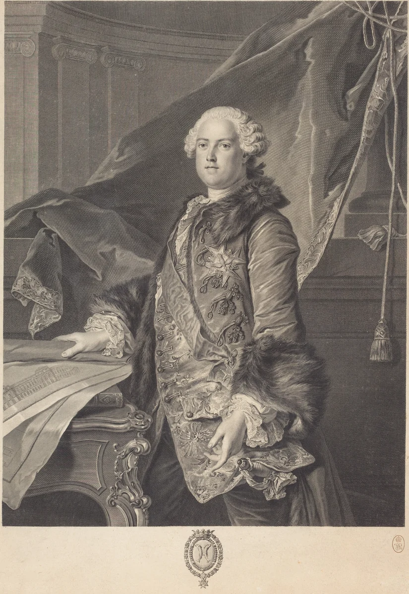 Marquis de Marigny by Johann Georg Wille, Louis Tocqué, print, 1761