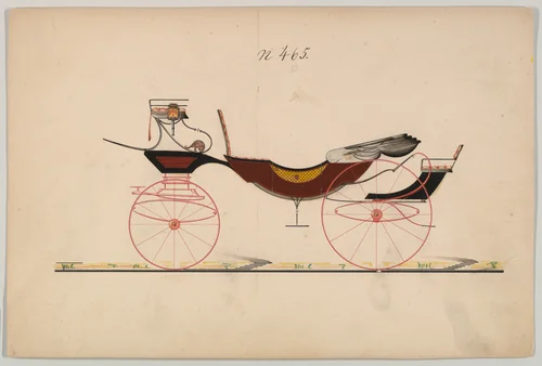 Design for Vis-à-vis/ Barouche, no. 465 by Brewster & Co., drawing, 1850-1870