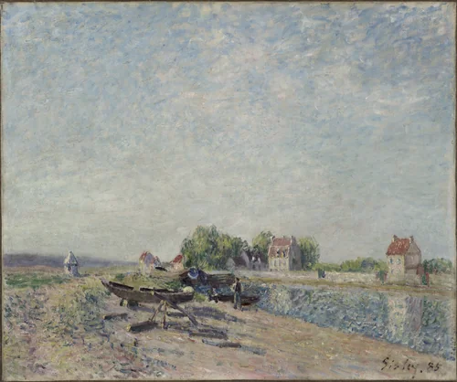 Saint-Mammès, Loing Canal by Alfred Sisley, painting, 1885