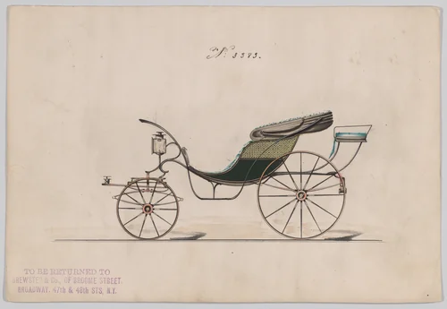 Design for Pony Phaeton, no. 3383 by Brewster & Co., drawing, 1877