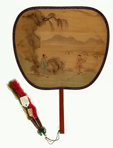 Scholar with Servant Holding a Qin 人物竹柄团扇 by Artist Unknown, other, 1801-1900