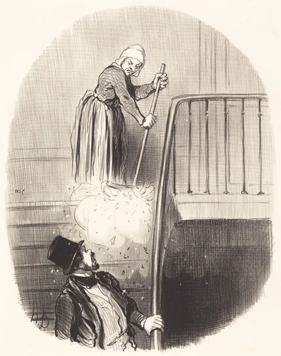 Un Locataire qui a eu un oubli le 1er janvier by Honoré Daumier, print, 1847