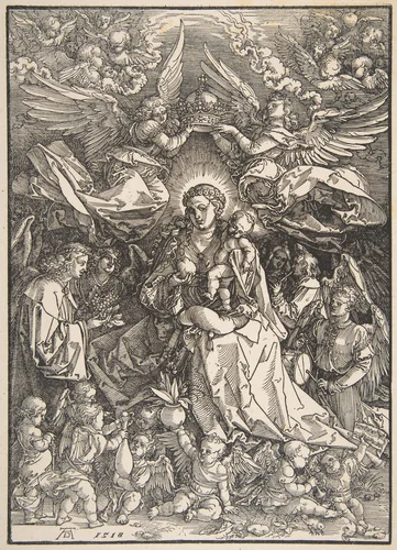 The Virgin Surrounded by Many Angels by Albrecht Dürer, print, 1518