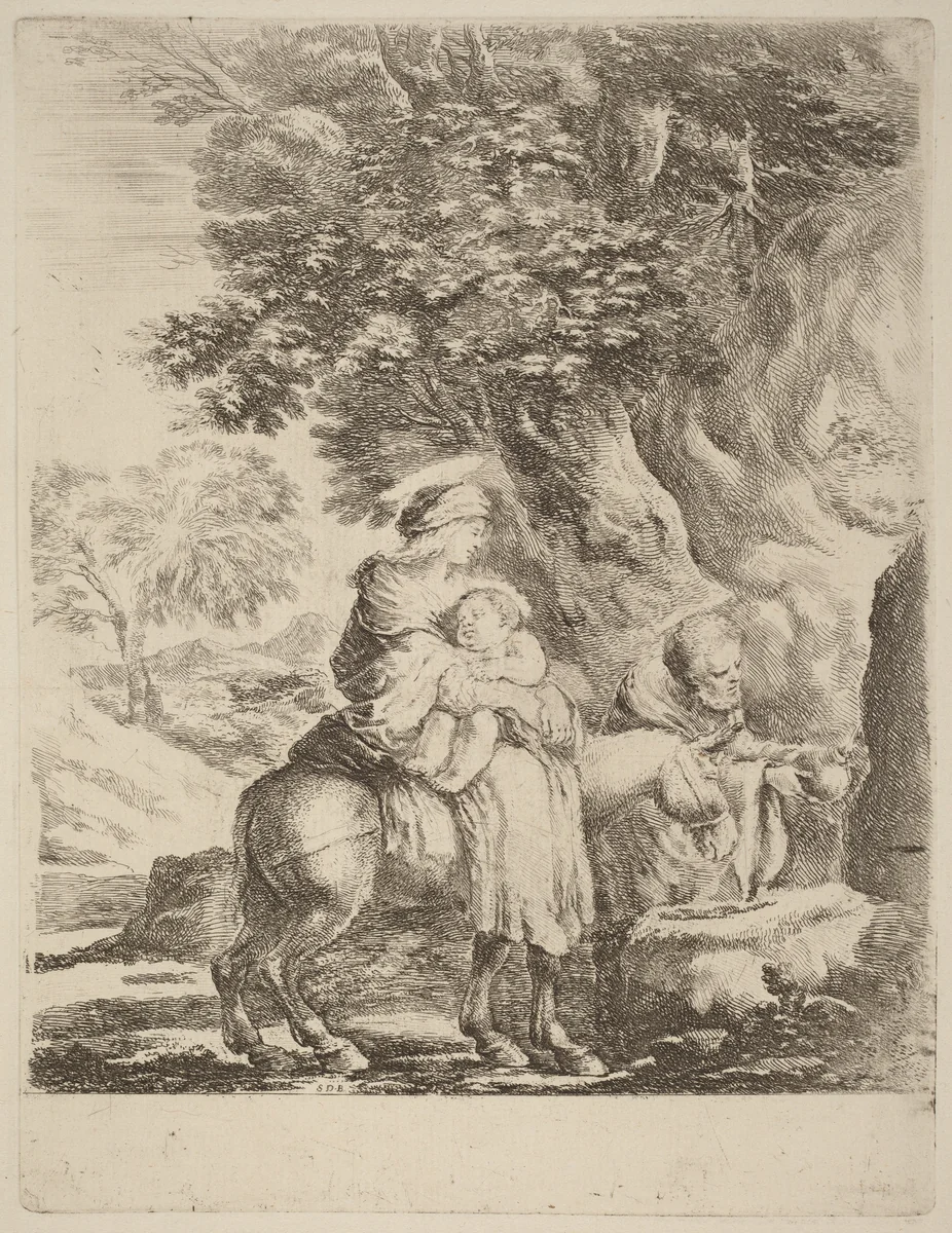 The Flight into Egypt by Stefano della Bella, print, 1610-1664