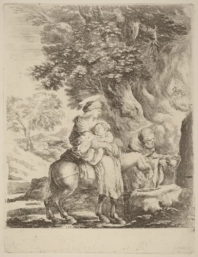 The Flight into Egypt by Stefano della Bella, print, 1610-1664