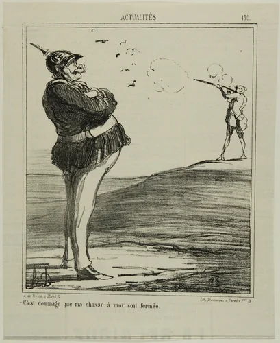 “-What a shame that I am not allowed go hunting,” plate 180 from Actualitiés by Honoré-Victorin Daumier, print, 1867