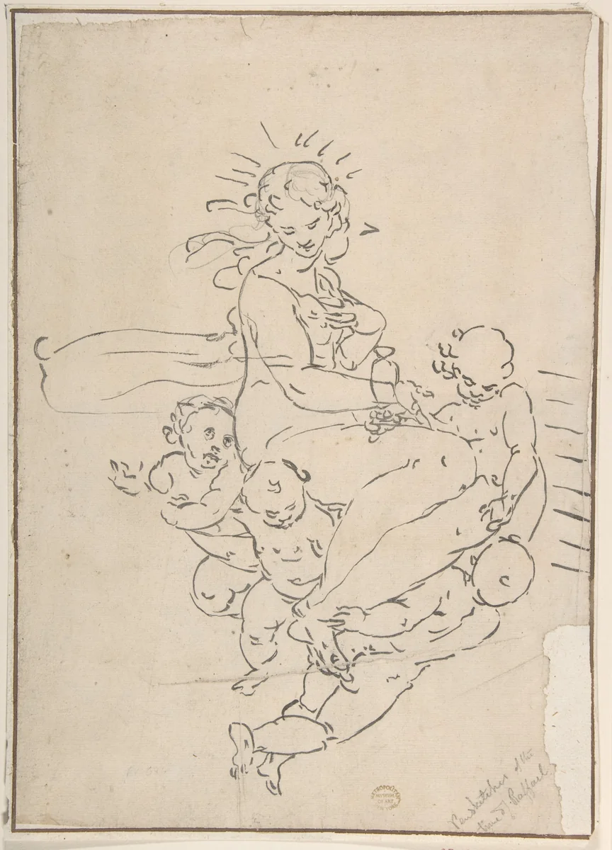 Apotheosis of Saint Mary Magdalen by Luca Cambiaso, drawing, 1527-1585