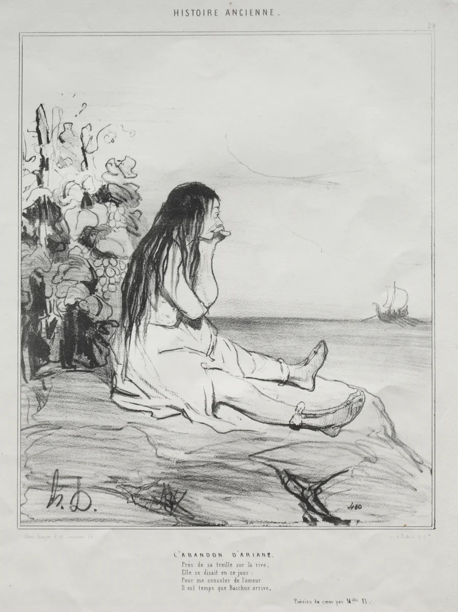 The Abandonment of Ariadne by Honoré Daumier, print, 1842