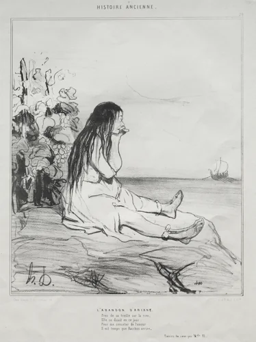The Abandonment of Ariadne by Honoré Daumier, print, 1842