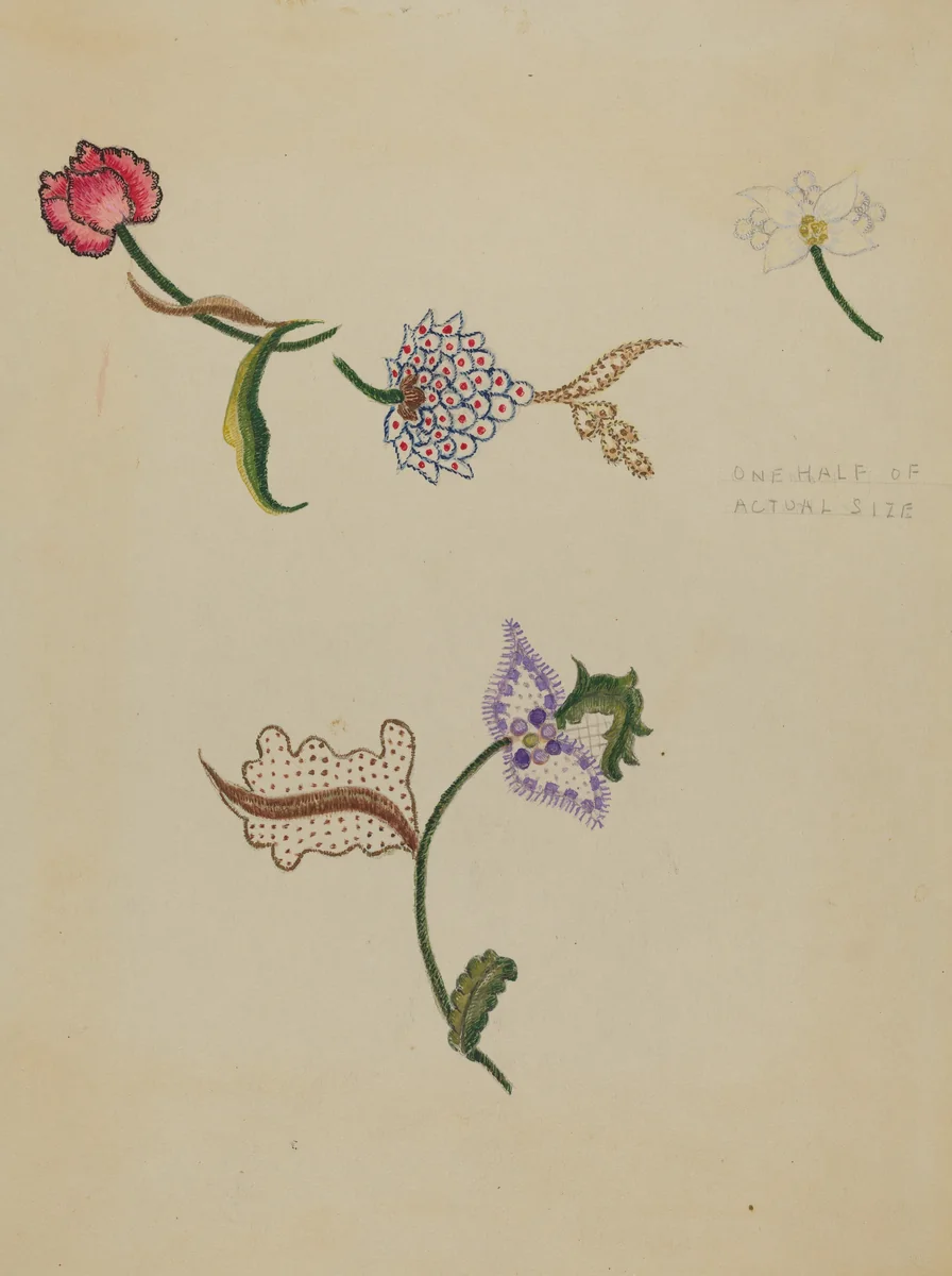 Crewel Embroidery by Fanchon Larzelere, index of american design, 1936